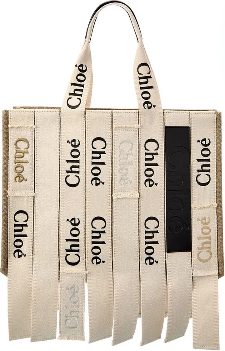 Chloé Woody Large Canvas & Leather Tote