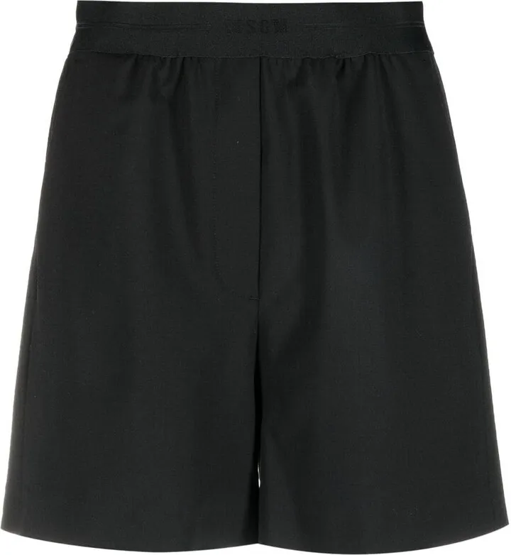 Logo-Waistband Virgin Wool Shorts