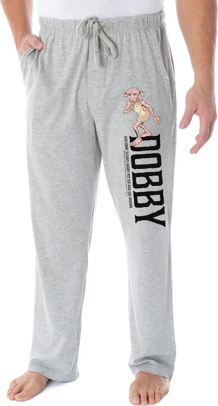 Harry Potter Men's Dobby The Elf Character Loungewear Sleep Pajama Pants (SM) Grey