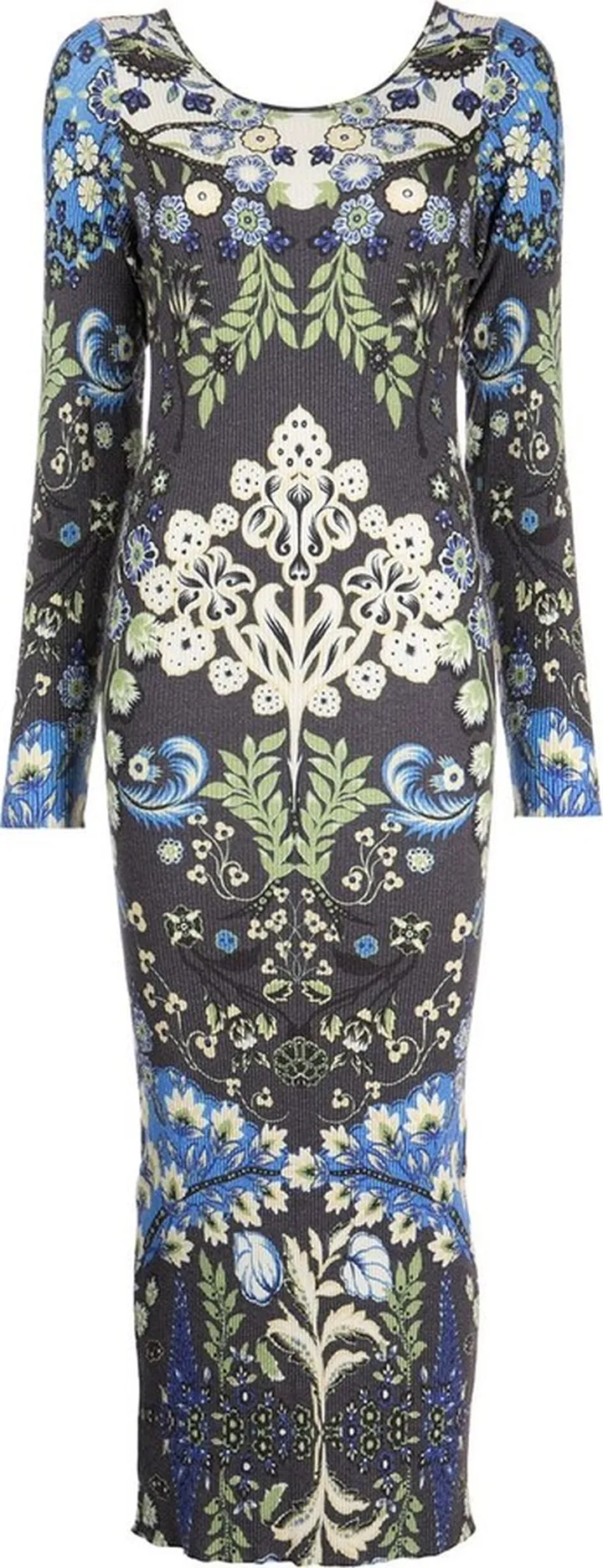 Floral-Print Ribbed-Knit Dress