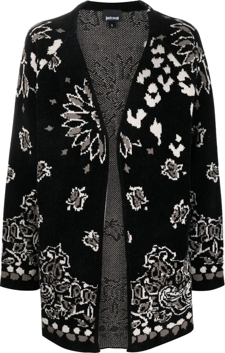 V-neck mixed-print cardigan