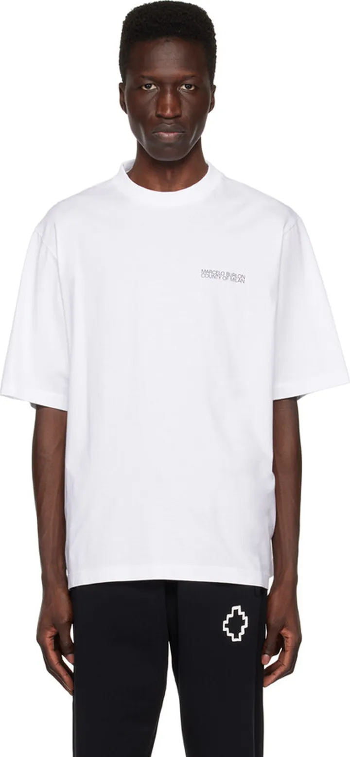 Marcelo Burlon County of Milan White Tempera Cross Over T-Shirt