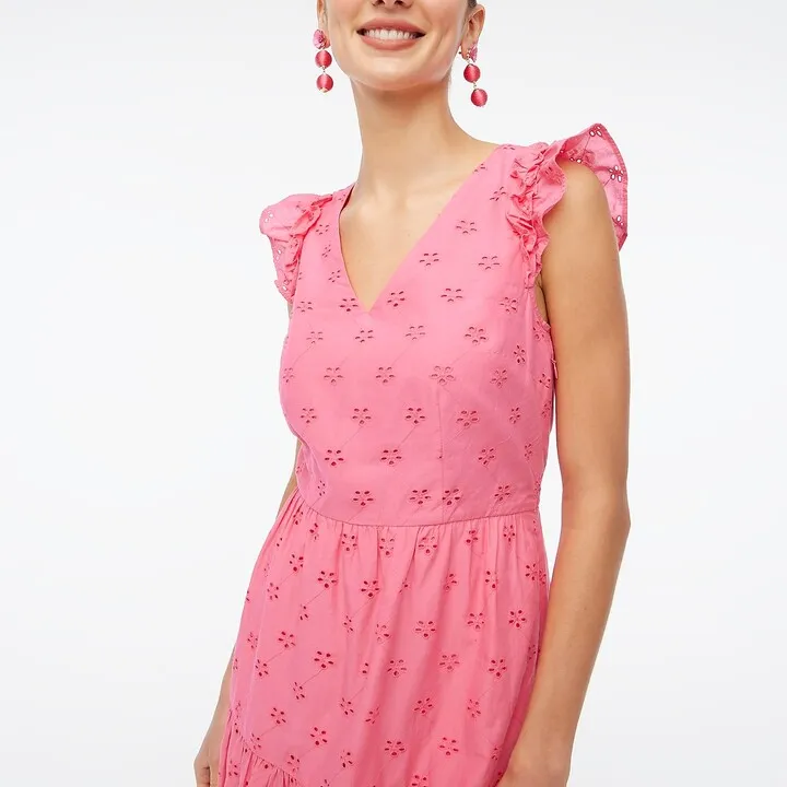 J.Crew Factory Women's Cotton Eyelet Midi Dress