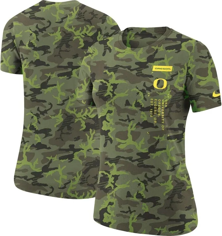 Women's Nike Olive Oregon Ducks Military-Inspired Collection Camo Performance T-shirt