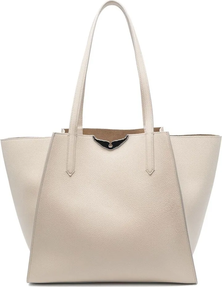 Logo-Plaque Leather Tote Bag