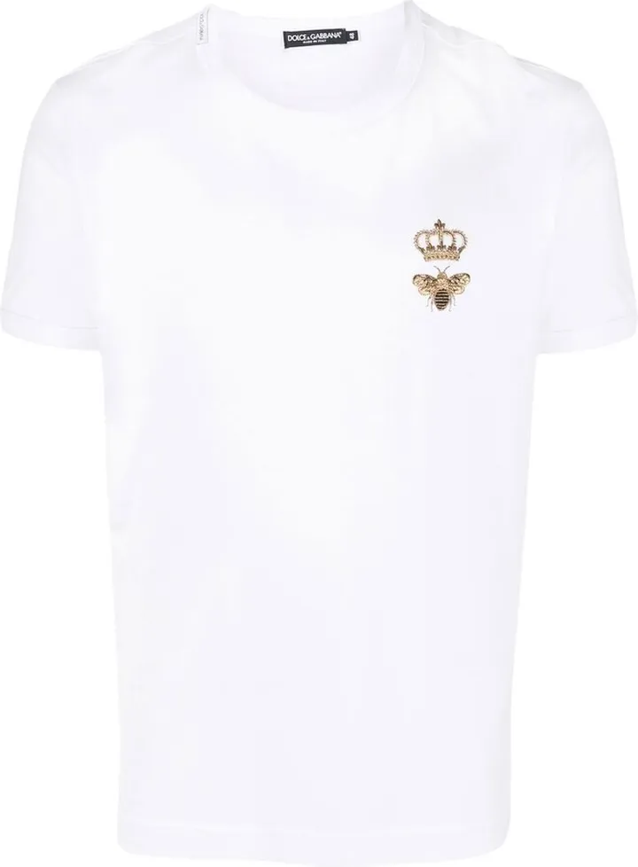 White Embroidered Cotton T-Shirt