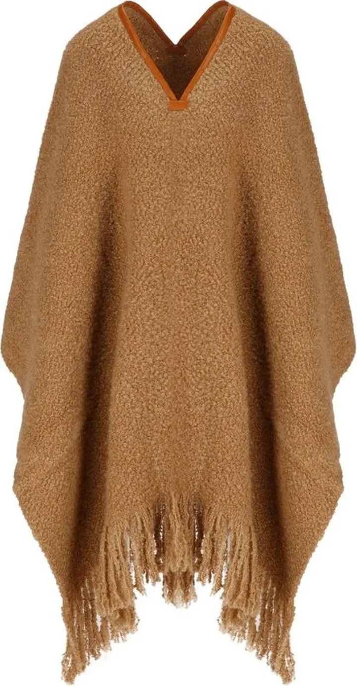 Loro Piana Fluffy Fringed Hem Poncho