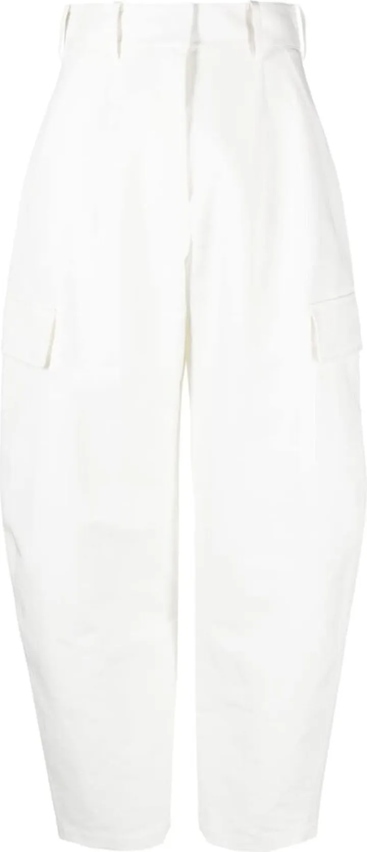 Cropped-Leg High-Waisted Cargo Pants