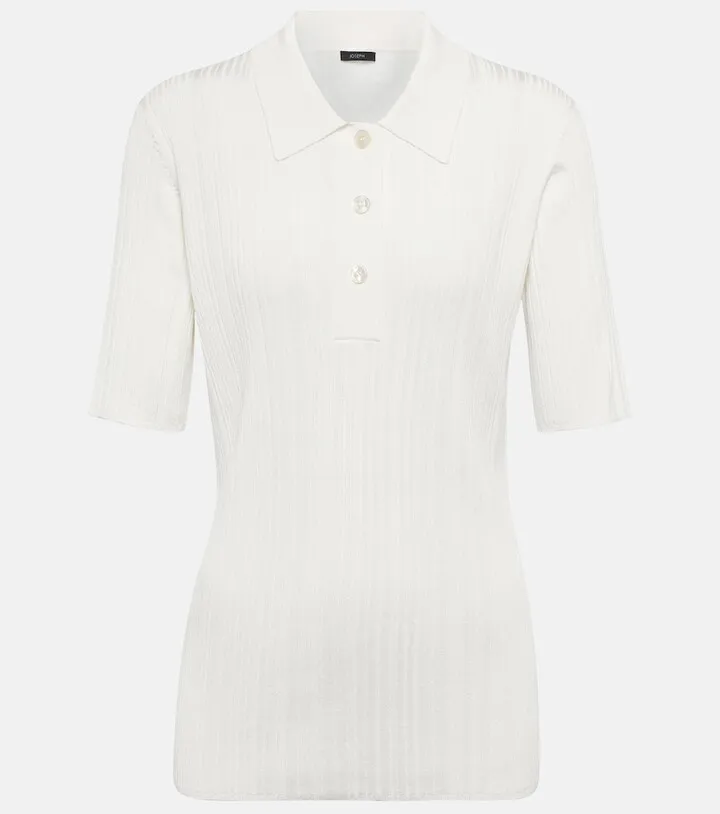 Ribbed-knit polo shirt