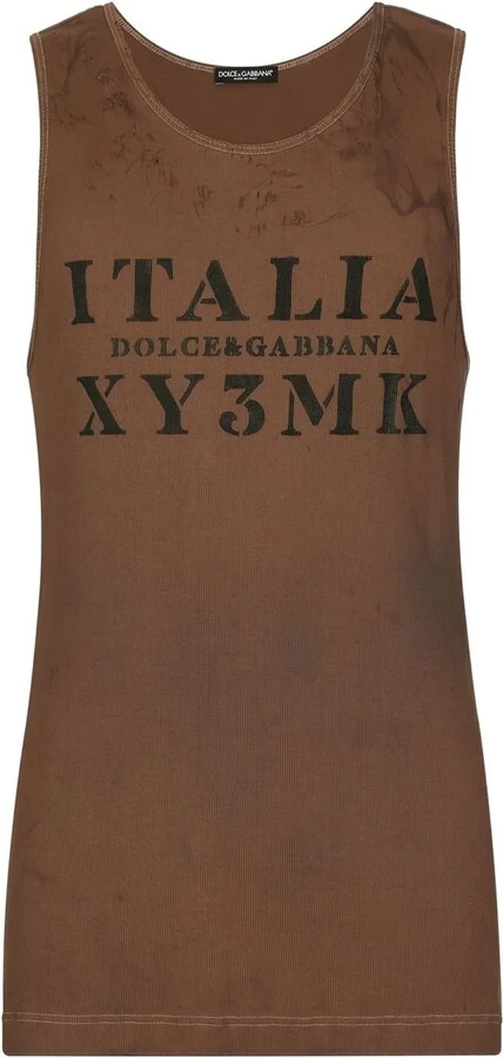 logo-print tank T-shirt