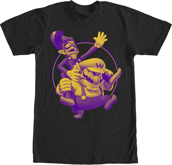Men's Nintendo Wario Brothers Circle T-Shirt - Black - Medium