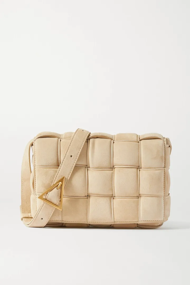 Bottega Veneta - Cassette Padded Intrecciato Suede Shoulder Bag - Neutrals