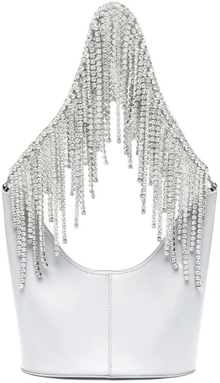 Bean crystal-embellished fringe shoulder bag