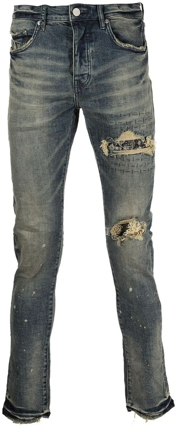 P001 bandana-patch skinny jeans