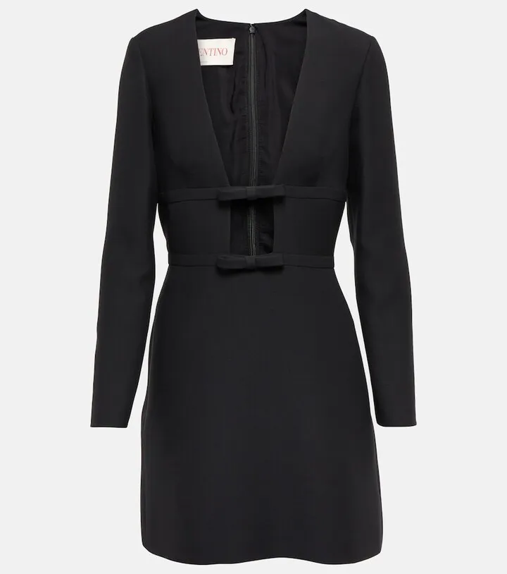 Cutout wool and silk minidress