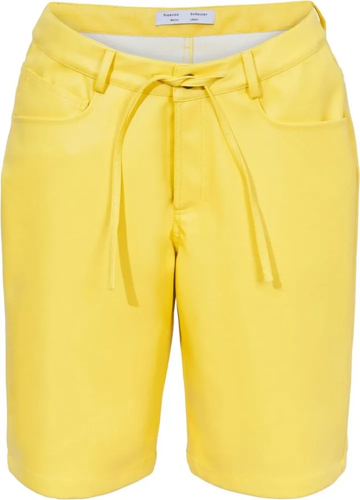 Faux-Leather Knee-Length Shorts