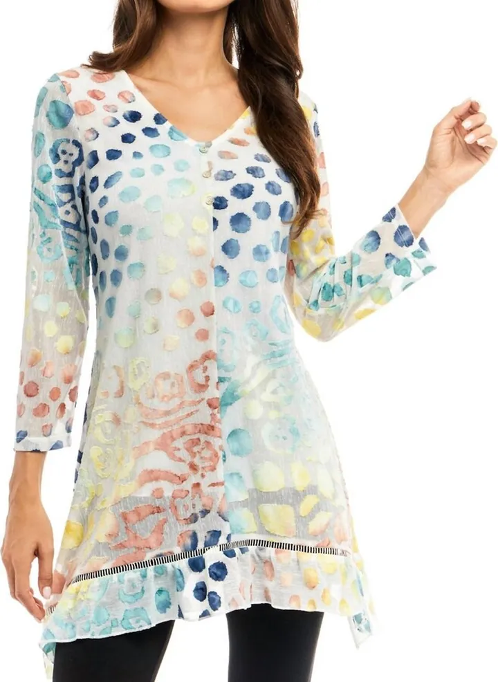 Animal Print Burnout Tunic in Multi Colored