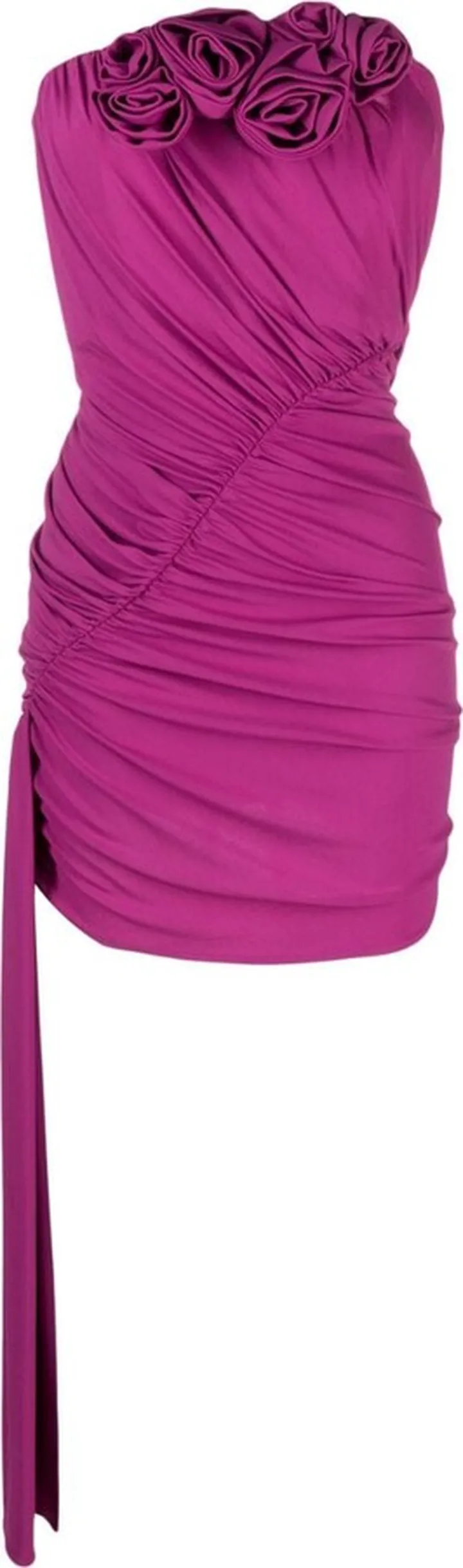 Floral-Appliqué Draped Dress