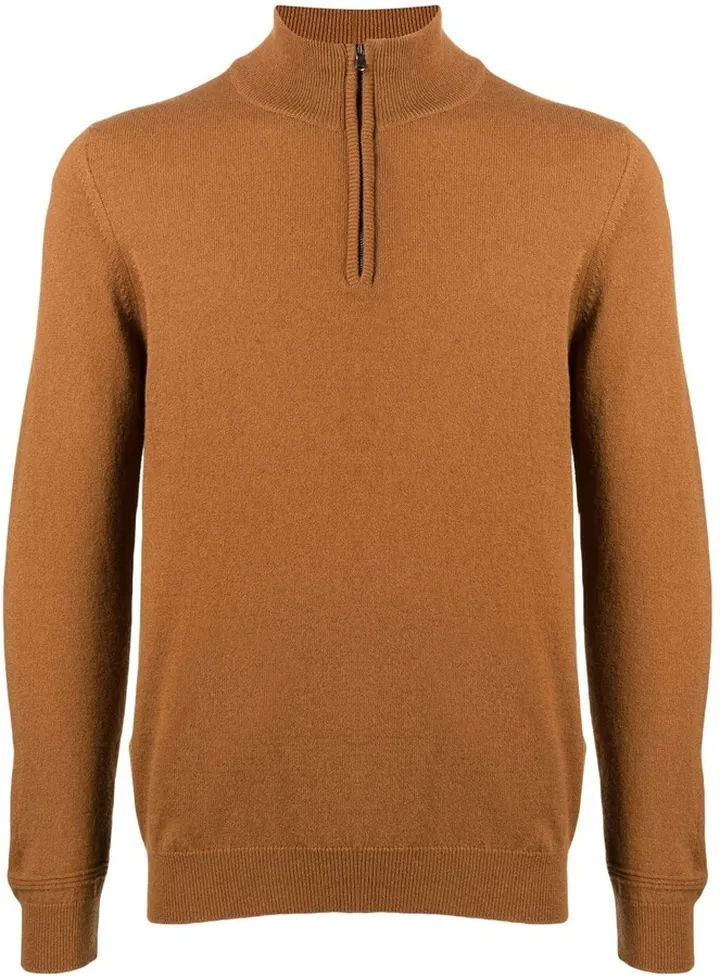 Short-Zip Cashmere Jumper