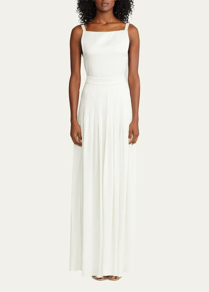 Talbert Open-Back Pleated Gown
