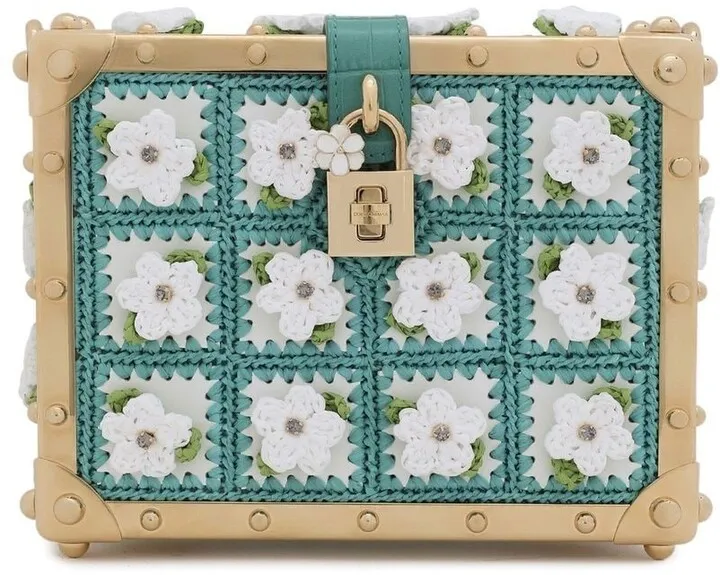 calfskin raffia crochet Dolce Box bag