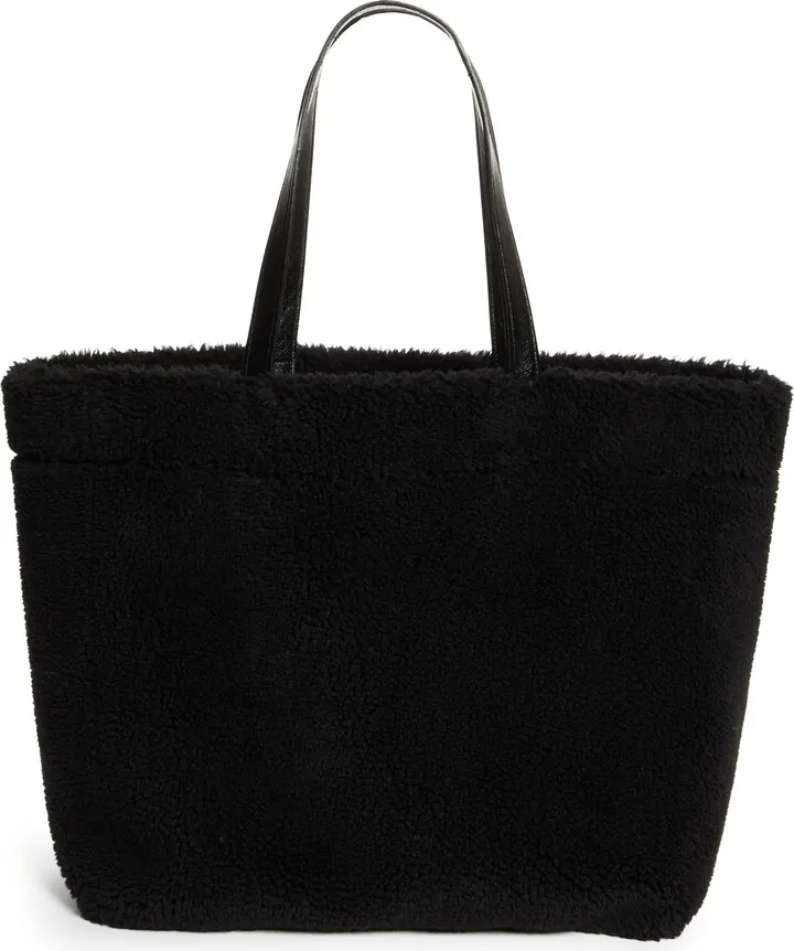 Large Faux Shearling Tote