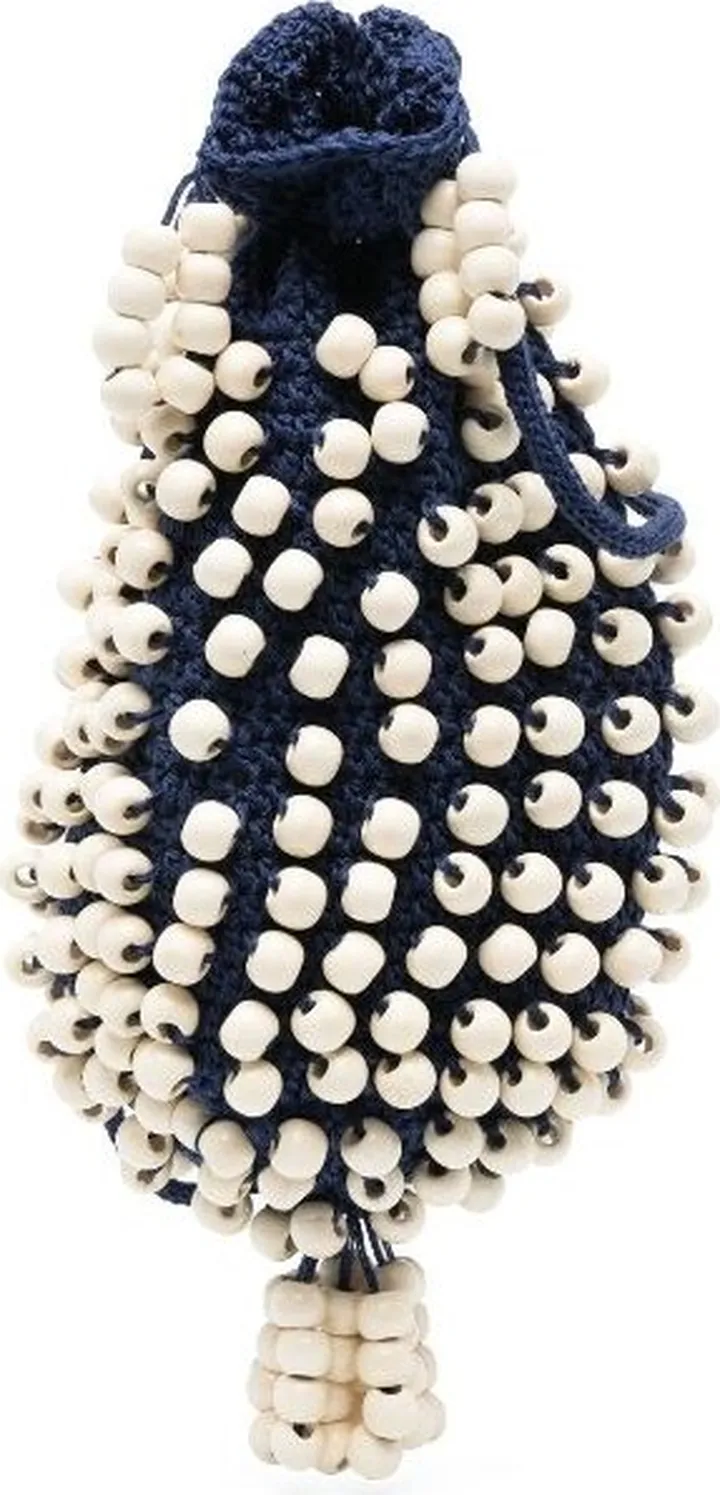 Blue Beaded Crochet Mini Bag