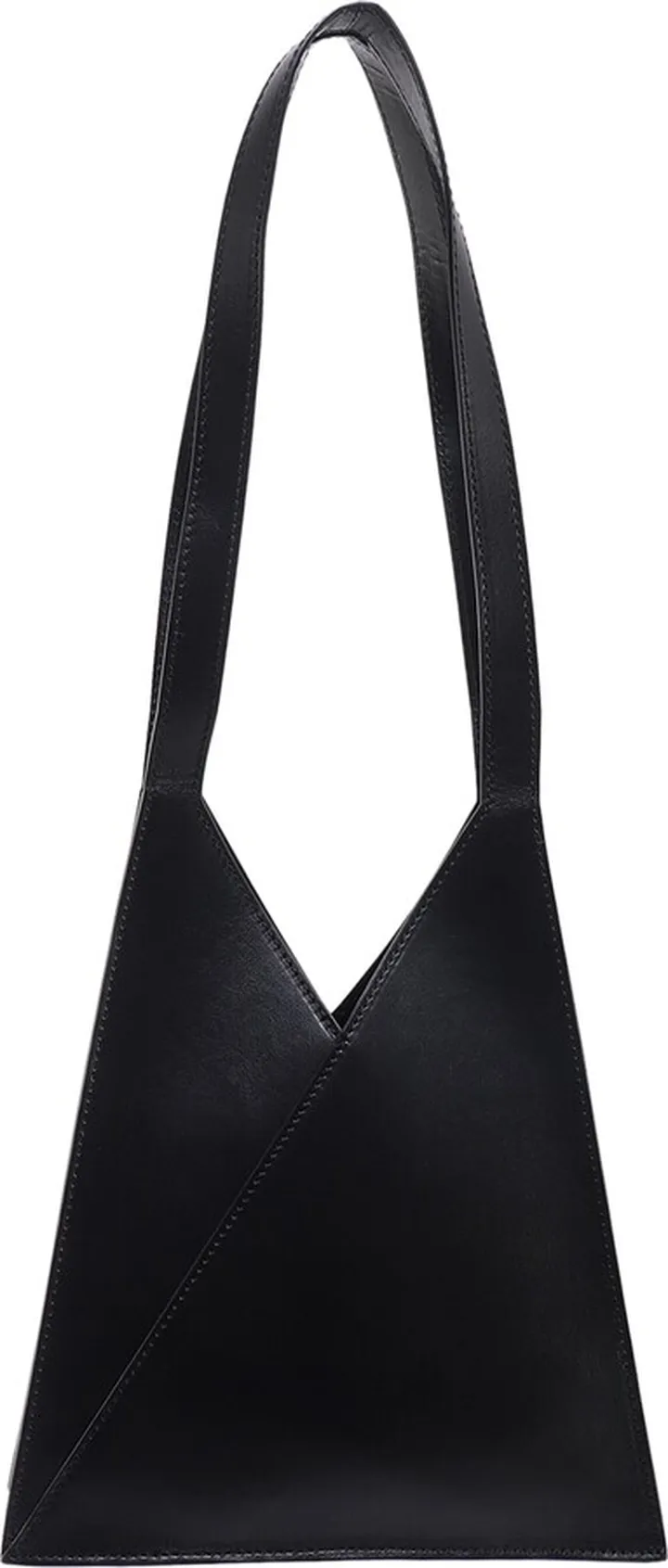 Leather shoulder bag with iconic stitching