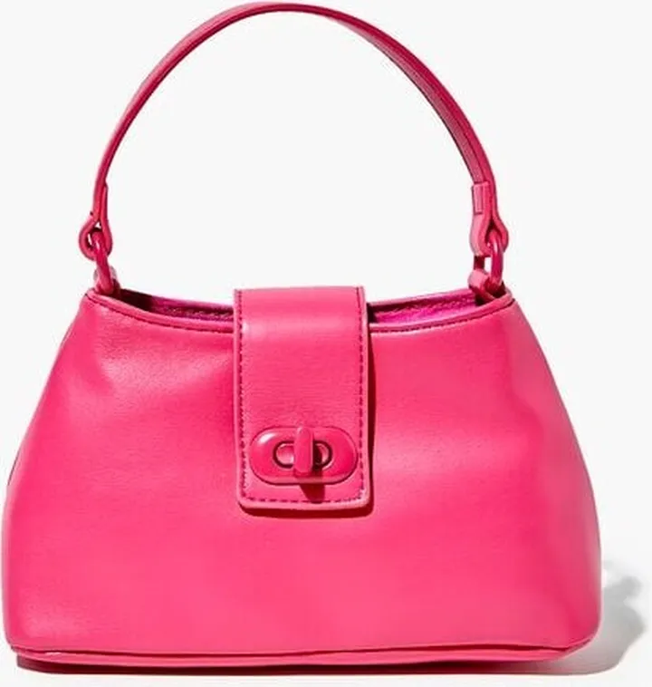 Faux Leather Twist-Lock Crossbody Bag