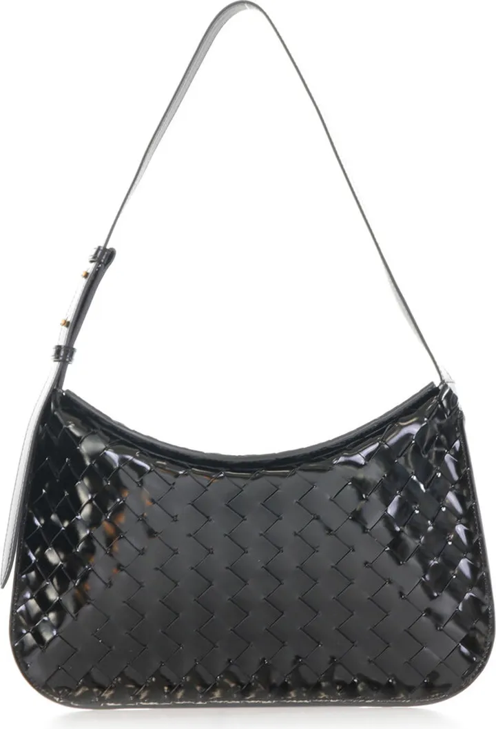 Shoulder Bag In Shiny Woven Leather