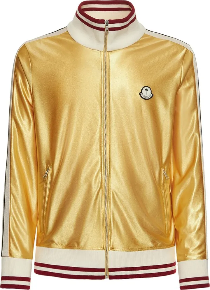 Glossy jersey zip-up track jacket