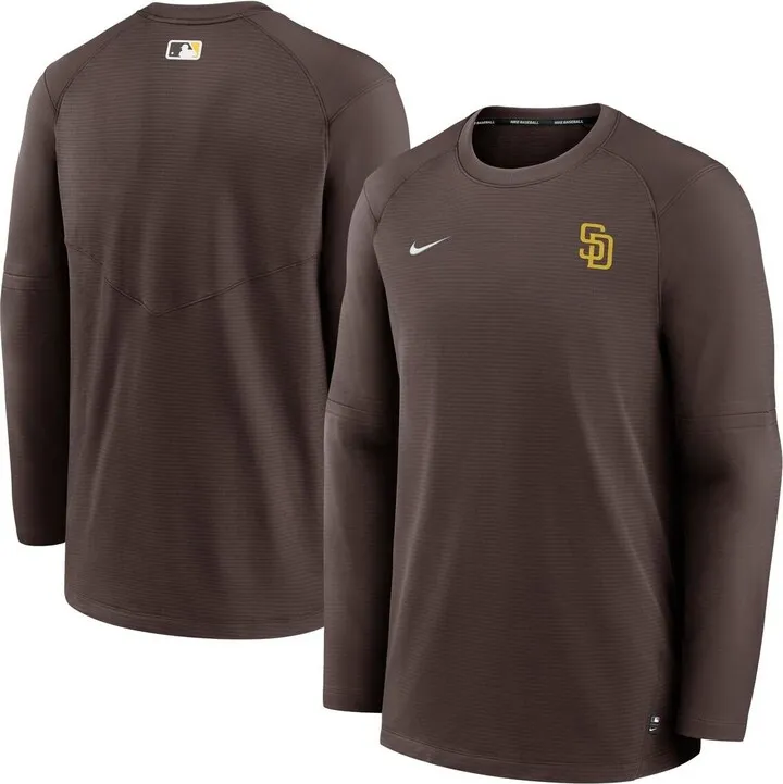 Men's Nike Brown San Diego Padres Authentic Collection Logo Performance Long Sleeve T-shirt