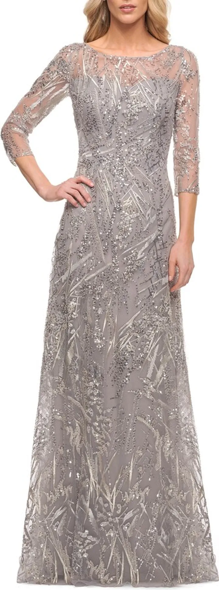 Beaded Sequin Gown