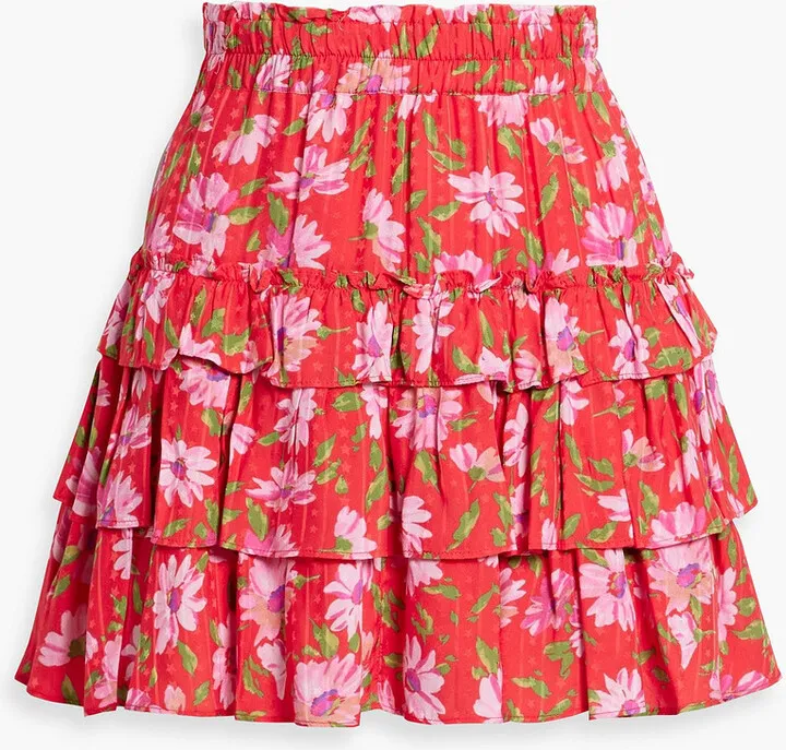Corbett tiered floral-print jacquard mini skirt