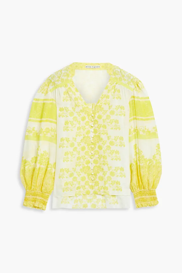 Serena floral-print cotton and silk-blend blouse