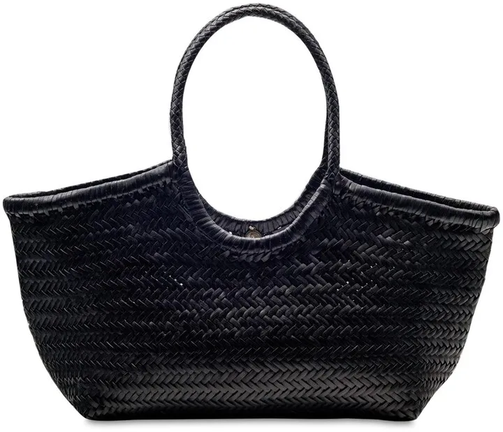 Big Nantucket woven leather basket bag