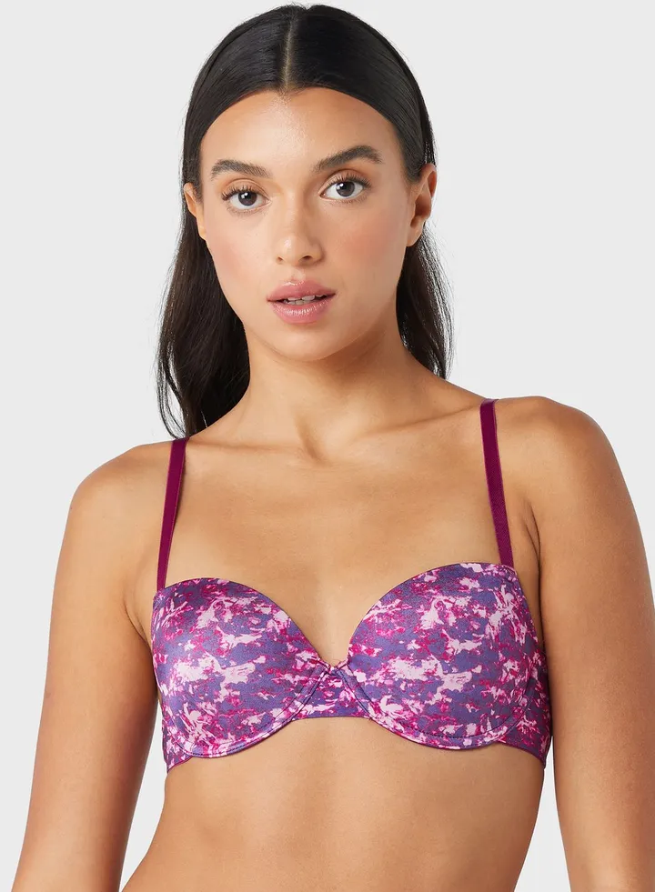 Printed Plunge Neck Bra
