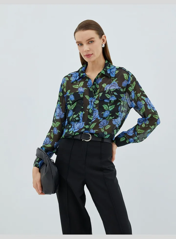 Floral Chiffon Shirt Pocket