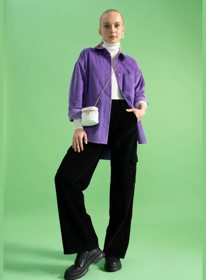 Woman Straight Fit Cargo Woven Trousers