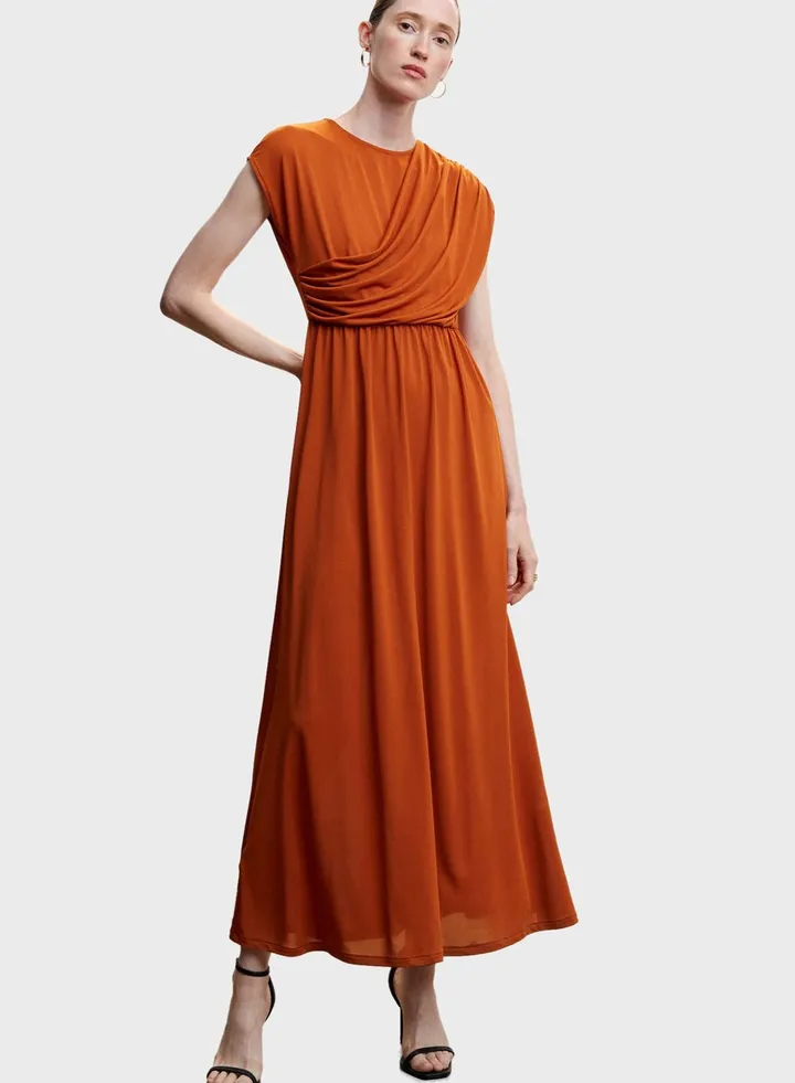 Draped Detail Tiered Dress