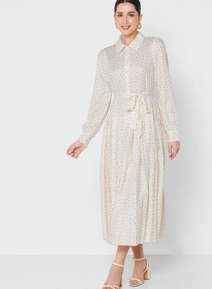 Ditsy Print Self Tie Dress