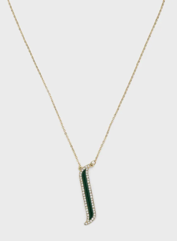 Arabic Initial "A"/Alif Diamante Pendant Necklace
