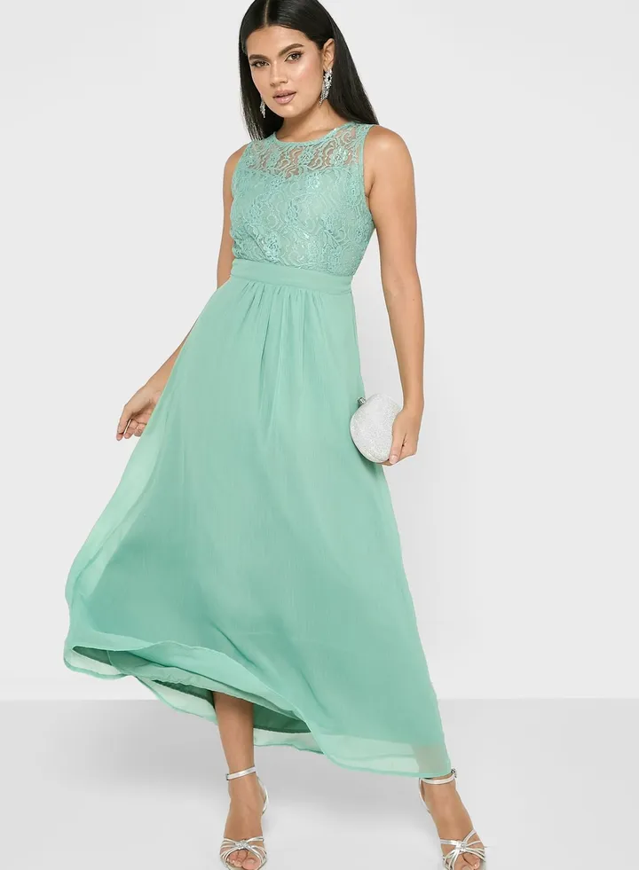 Lace Detail Chiffon Dress