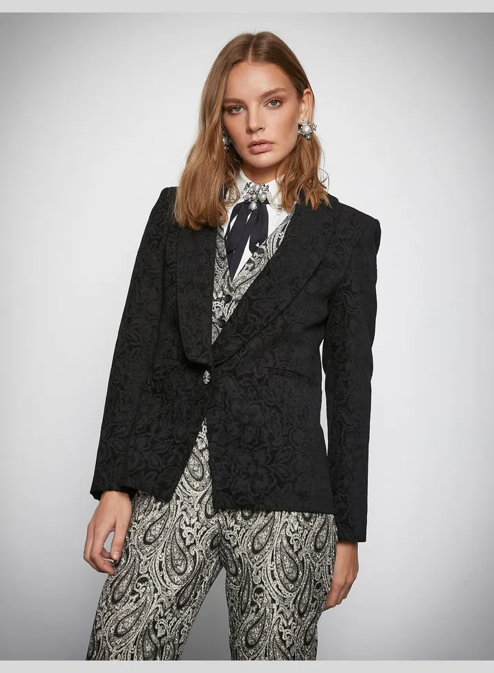 Jacquard Pocket Detail Blazer Jacket