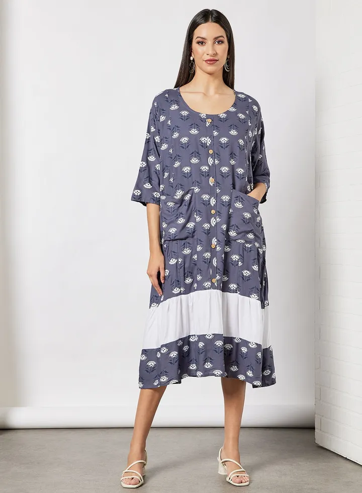 All Over Printed Round Neck Jalabiya With Facemask