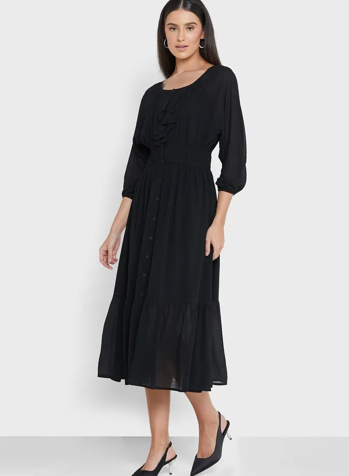 Tie Detail Pleated Dress