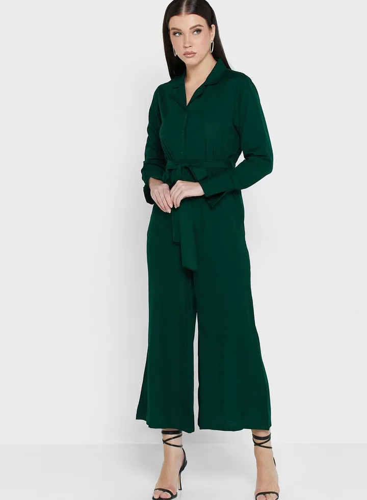 Belted Solid Jumpsuit