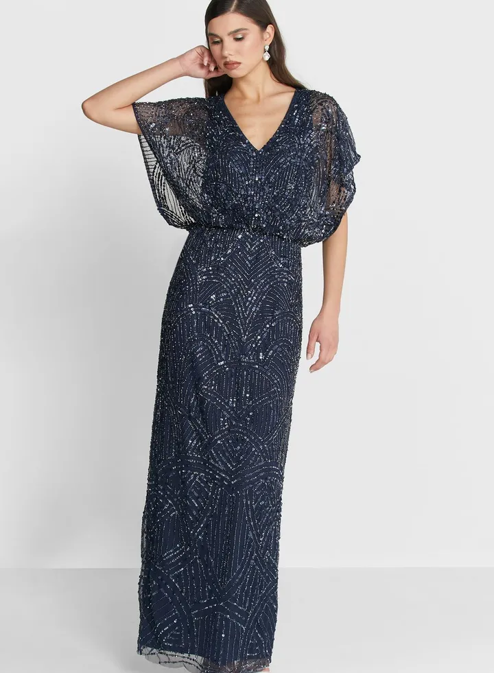 Sequin Detail Side Split Dress