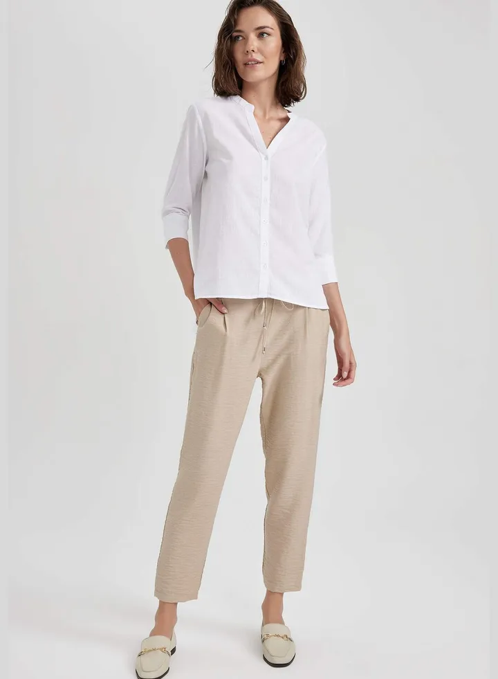 Jogger Straight Leg Linen Look Trousers