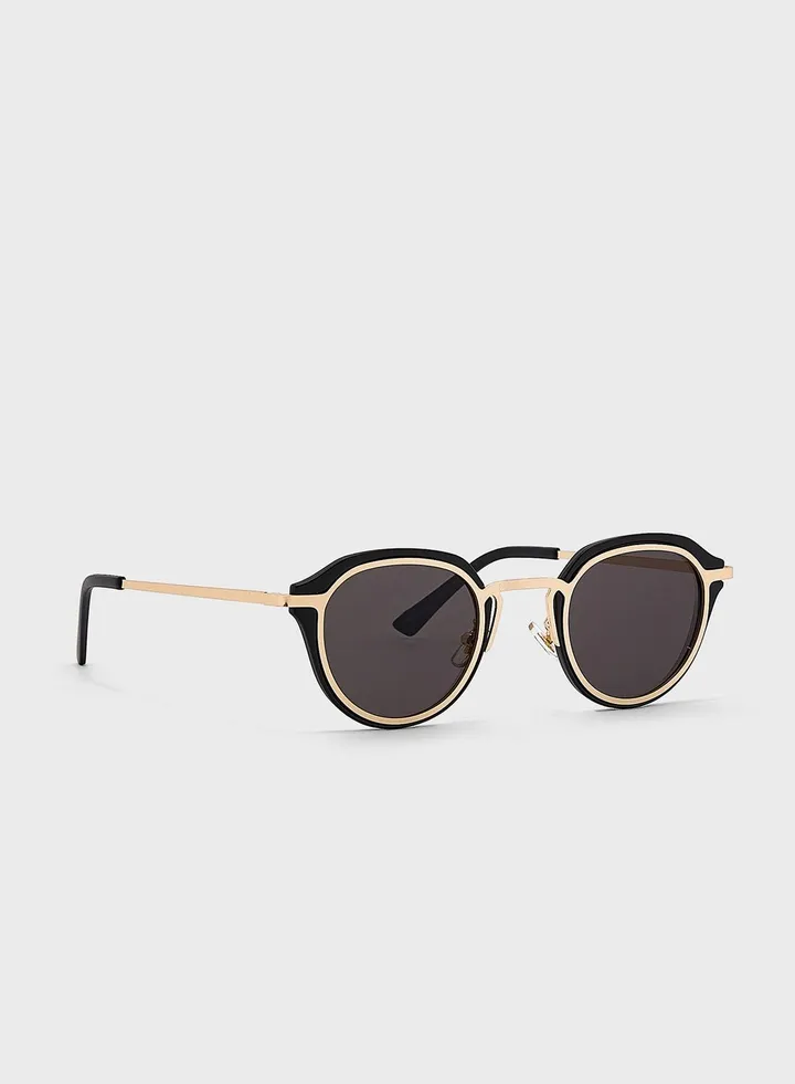 Round Lens External Frame Sunglasses